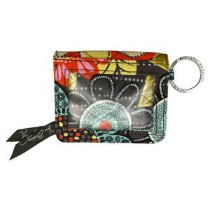 Vera Bradley Quilted Floral Campus Double ID Wallet With Keychain